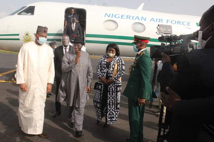 Former President Goodluck Jonathan on arrival