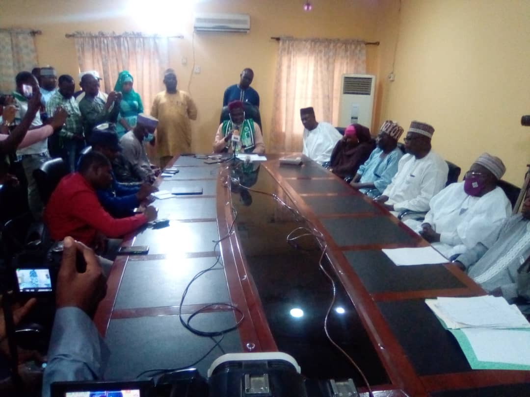 Professor Garba Sheka addressing Journalists