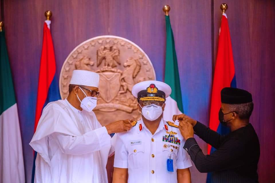 President Buhari Decorating AZ Gambo