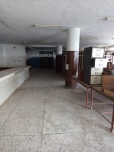 some sides of the library where seats and shelves were dumped
