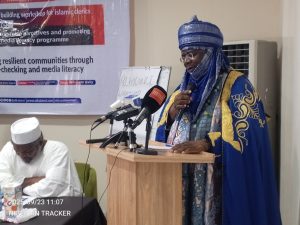 Alhaji Abbas Dalhatu who represented Emir Sanusi delivering his address 